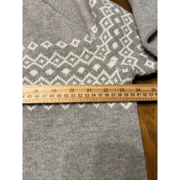 Gap Sweater Mens XL Gray Fair Isle Crew Neck Merino Wool Blend Pullover Casual - Picture 6 of 7